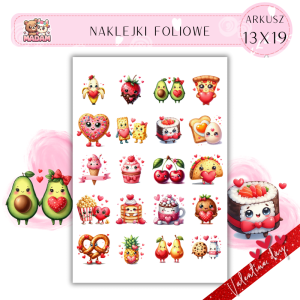 Naklejki Foliowe Walentynkowe Przekąski – Słodkie, urocze i zawsze sercem na talerzu! Madam 13x19