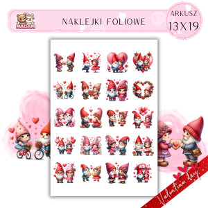 Naklejki Foliowe Walentynkowa Para Skrzatów – Miłość w kapeluszach i brodach! Madam 13x19