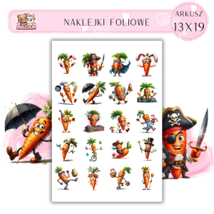 Naklejki Foliowe Wielkanocna Marchewka – Królowa sałatki i idol króliczków! Madam 13x19