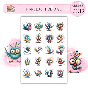 Naklejki Foliowe Zakręcony Ptaszek – Ćwierka, tańczy i zawsze ma coś do powiedzenia! Madam 13x19