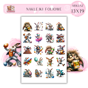 Naklejki Foliowe Zwariowany Wielkanocny Zajączek – Jajka schowa, ale sam zapomni gdzie! Madam 13x19