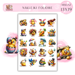 Naklejki Foliowe Zwariowany Wielkanocny Kurczaczek – Mały, żółty i zawsze pierwszy po czekoladę! Madam 13x19