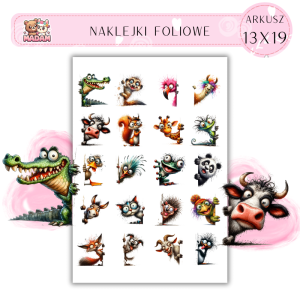 Naklejki Foliowe Zaglądające Zwierzaki – Podglądają wszystko, ale nigdy nie wpadną w tarapaty! Madam 13x19