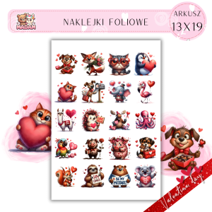 Naklejki Foliowe Walentynkowe Zwierzaki – Zakochani, dziwni i rozczulająco uroczy! Madam 13x19
