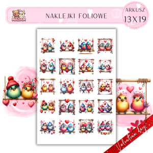 Naklejki Foliowe Walentynkowe Ptaszki – Ćwierkają miłosne serenady, czasem nie w tonacji! Madam 13x19