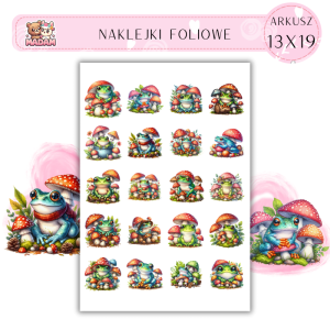 Naklejki Foliowe Żaba z Grzybkami – Leśna elegancja w najbardziej zielonym stylu. Madam 13x19