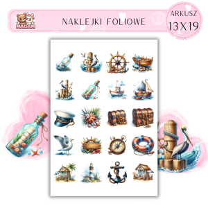 Naklejki Foliowe Marynistyczna Kolekcja – Kotwice, fale i wiatr we włosach! Madam 13x19