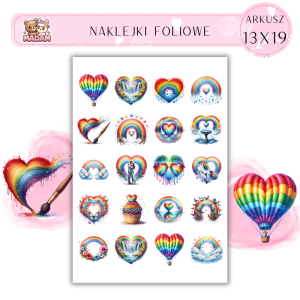 Naklejki Foliowe Tęcze Miłości – Kolory, serca i odrobina magii! Madam 13x19