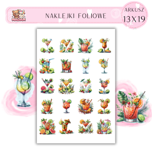 Naklejki Foliowe Letni Koktajl – Orzeźwienie w szklance z parasolką! Madam 13x19
