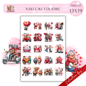 Naklejki Foliowe Walentynkowa Starsza Para – Miłość dojrzewa jak dobre wino! Madam 13x19