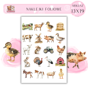 Naklejki Foliowe Zwierzęta z Farmy – Koguty, krowy i masa wiejskiego uroku! Madam 13x19