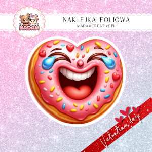 Naklejka Foliowa Pojedyncza Walentynkowy Donut – Słodkie uczucie z dziurką w środku! Madam
