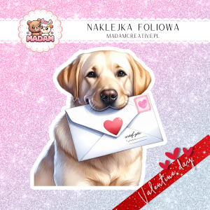 Naklejka Foliowa Pojedyncza Walentynkowy Pies Labrador – Słoneczna miłość na czterech łapach! Madam