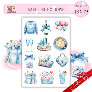 Naklejki Foliowe 13x19 Niebieskie Walentynki – Subtelne Inspiracje MaDam 2