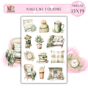 Naklejki Foliowe 13x19 Przytulny Zimowy Dom – Ciepło, magia i zimowe wspomnienia w każdym detalu! Madam 1