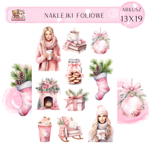 Naklejki Foliowe 13x19 Różowe Święta – Święty Mikołaj też lubi pastele! Madam 1