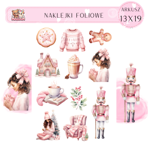 Naklejki Foliowe 13x19 Różowe Święta – Święty Mikołaj też lubi pastele! Madam 2