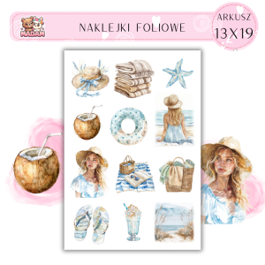 Naklejki Foliowe 13x19 Dzień na Plaży – Piasek, fale i wakacyjny luz! Madam 1