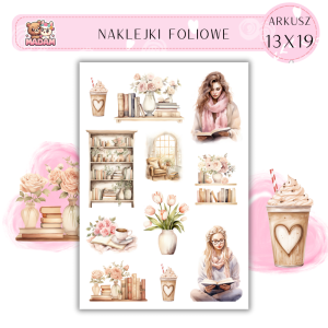Naklejki Foliowe 13x19 Książki i Róże – Romantyczne chwile w świecie liter i kwiatów! Madam 2