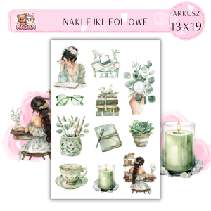 Naklejki Foliowe 13x19 Szałwiowy Planner – Subtelna harmonia i organizacja w naturalnym stylu! Madam 1