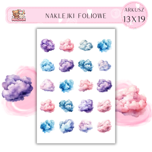 Naklejki Foliowe Arkusze 13x19 Pogoda Pastelowe Chmurki - Puchate obłoki, które rozweselą każdą kartkę!
