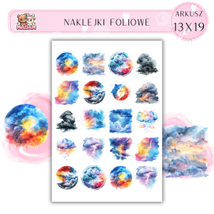 Naklejki Foliowe Arkusze 13x19 Pogoda Kosmiczne Chmurki - Od gwiezdnych przestworzy po burzowe zawirowania!