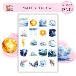 Naklejki Foliowe Arkusze 13x19 Pogoda Słoneczna Aura - Od błękitnego nieba po tęczę – poczuj pogodowy chill!