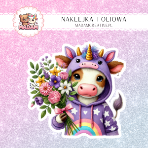 Naklejka Foliowa Krowa Jednorożec – Tęczowe Muuuu! Madam
