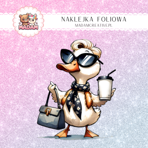 Naklejka Foliowa Kaczka w Okularach – Moda z Jeziora! Madam