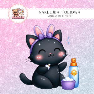 Naklejka Foliowa Kot z Kremem – Purrfectna Pielęgnacja! Madam