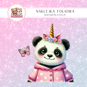 Naklejka Foliowa Pandacorn Różowy – Cukierkowa magia jednorożca i pandy w jednym Madam