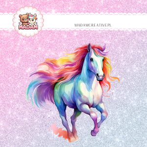 Naklejka Foliowa Tęczowy Koń – Magiczny Galop Kolorów! Madam