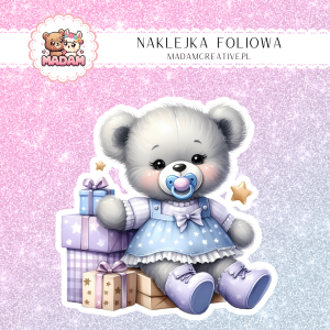 Naklejka Foliowa Miś w Pastelach – Urok w Pudrowej Oprawie! Madam