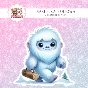 Naklejka Foliowa Yeti z Walizką – Przygoda w Śnieżnej Krainie! Madam