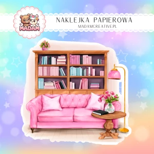 Naklejka Papierowa Pojedyncza Ilustracja Wnętrza – Przytulna sofa i klimat domowego relaksu! Madam