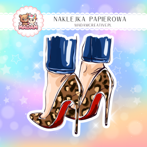 Naklejka Papierowa Pojedyncza Panterkowe Szpilki – Stylowa kobieta z pazurem! Madam