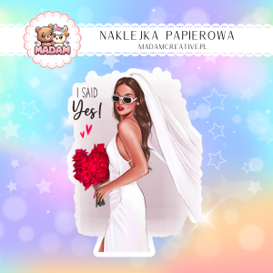 Naklejka Papierowa Pojedyncza Panna Młoda – Magia ślubnych chwil! Madam