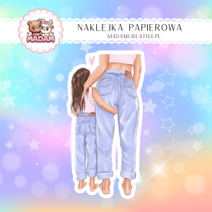 Naklejka Papierowa Pojedyncza Mama i Córka – Nierozerwalna więź pełna ciepła! Madam