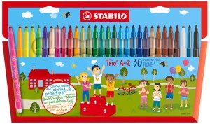 Flamastry trójkątne Trio A-Z 30-kol., Stabilo