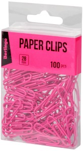 Spinacze do papieru op. 100 szt. różowe, Berlingo