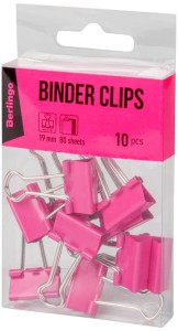 Klip do papieru 19mm, 80 arkuszy op. 10 szt. różowe, Berlingo