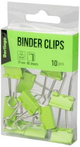 Klip do papieru 19mm, 80 arkuszy op. 10 szt. zielone, Berlingo