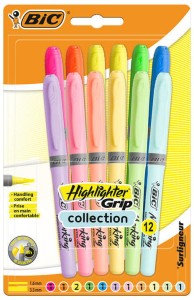 Zakreślacz Higlighter Grip 12-kol. pastelowe kolory, BiC