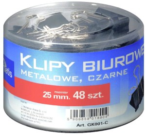 Klipsy biurowe 25mm op. 48 szt, Tetis