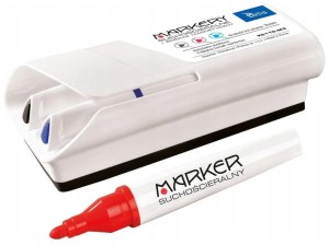 Markery suchościeralne czarny, niebieski, czerwony + gąbka magnetyczna, Tetis