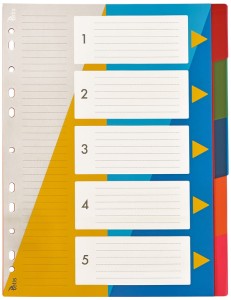 Przekładki PP A4 numeryczne 1-5, Tetis