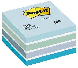 Karteczki samoprzylepne 76 x 76 mm kostka 450k.  Akwarel-nieb., 3M
