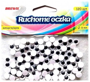Oczy okrągłe  8mm samoprzylepne RO8 Brewis