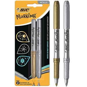 Markery permanentne Marking metaliczne  złoty i srebrny na blistrze, BiC