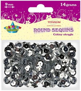 Cekiny okrągłe 9mm 14g CM9S srebrne, Craft-Fun
